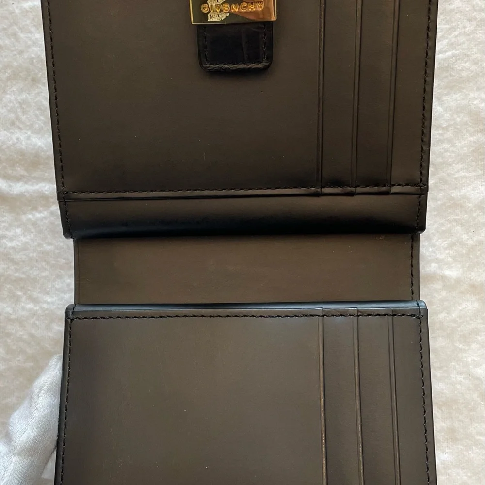 Givenchy Authentic Vintage Black Logo Textured Compact Wallet with Gold Hardware - Picture 6 of 16